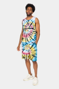 Swirl Tie Dye Cotton Tank Top Shorts Set