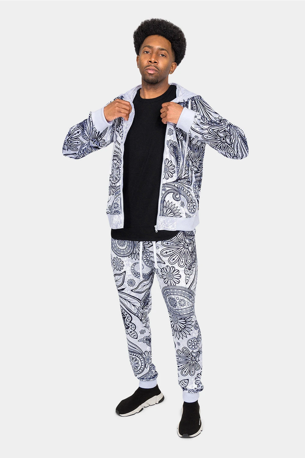 Floral Paisley Velvet Velour Track Suit - Image 7