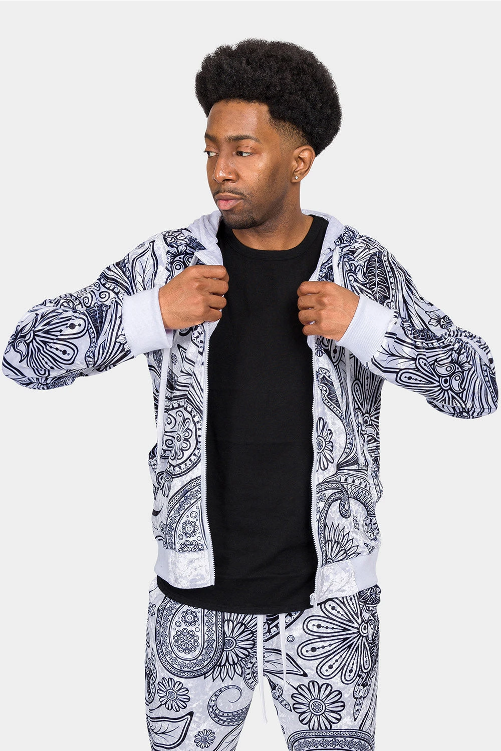 Floral Paisley Velvet Velour Track Suit - Image 11