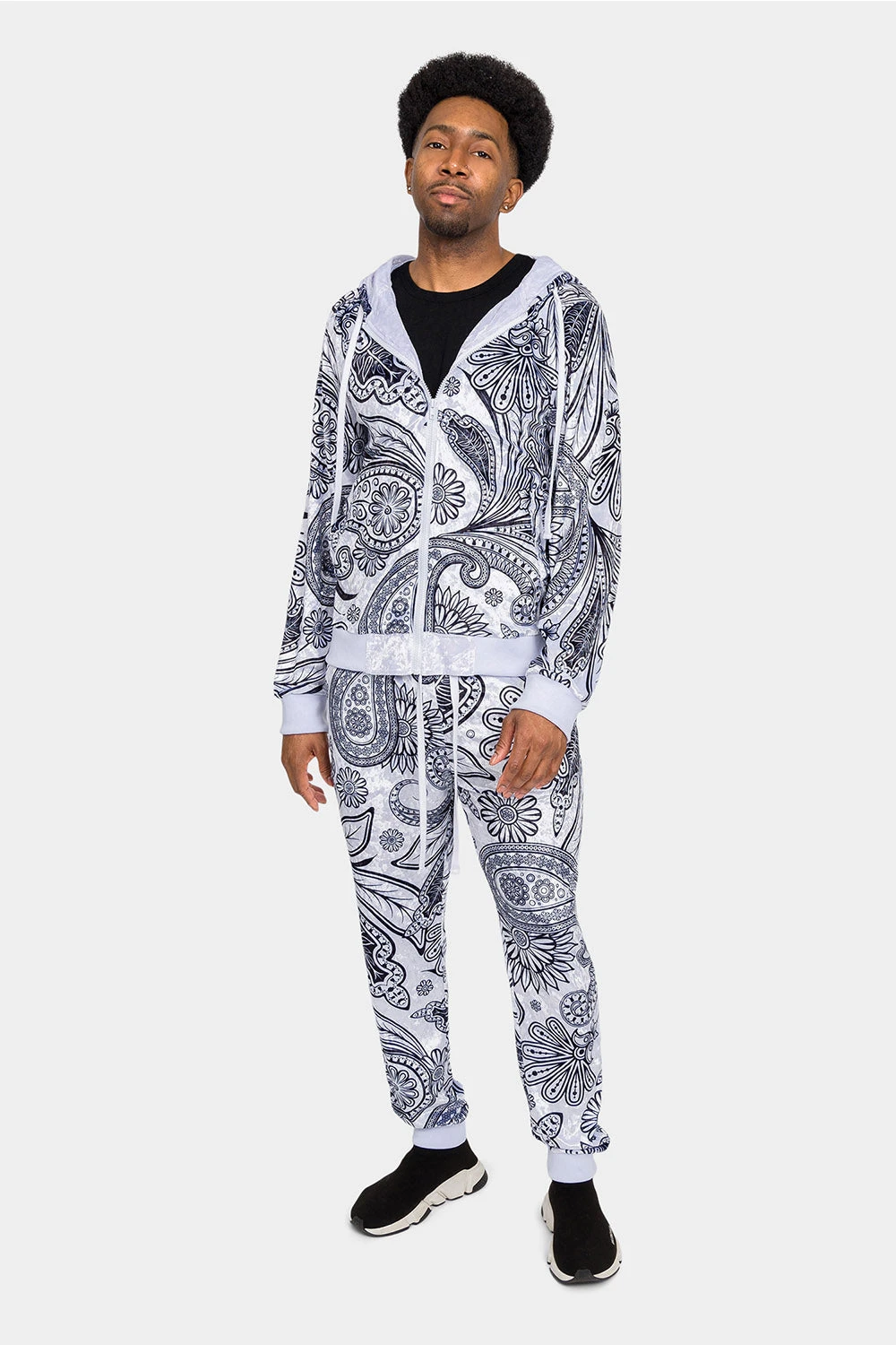 Floral Paisley Velvet Velour Track Suit - Image 13