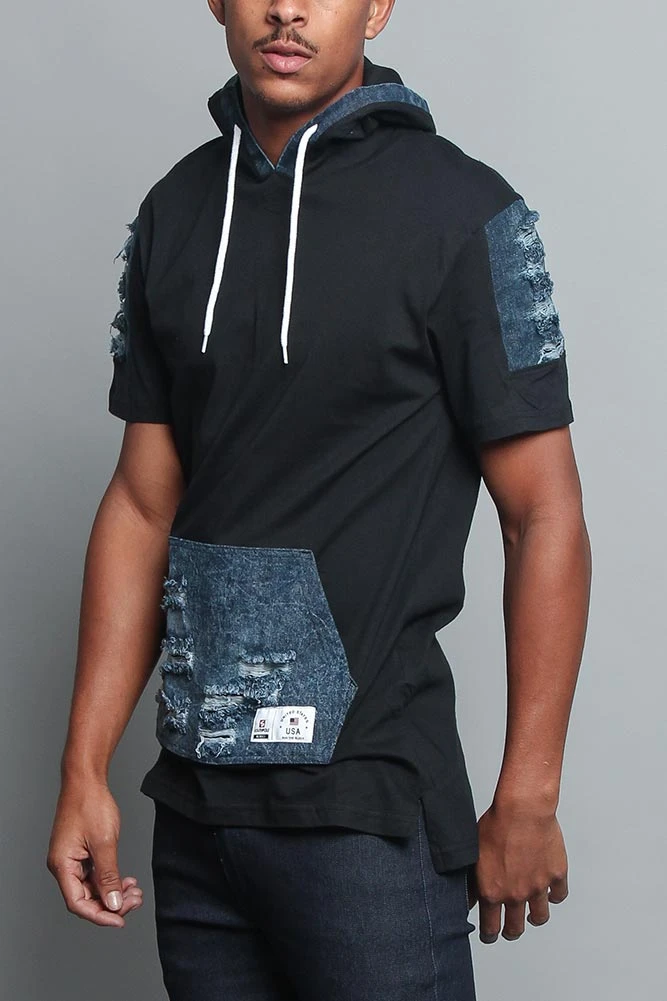 Hooded Denim T-Shirt - Image 2