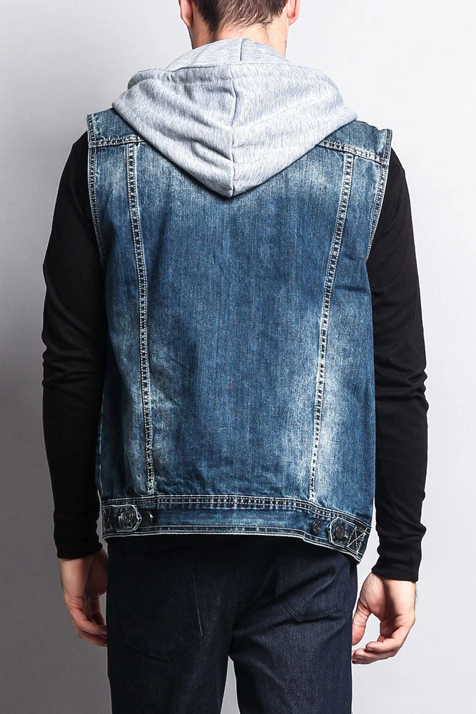 Detachable Hood Denim Vest - Image 4