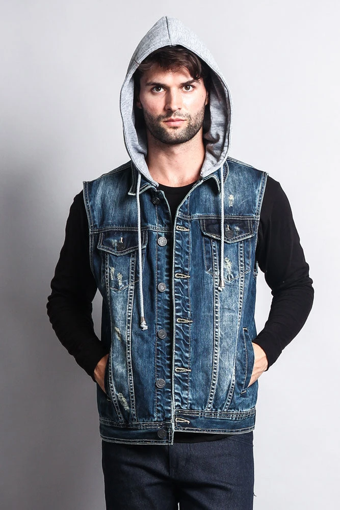 Detachable Hood Denim Vest - Image 6