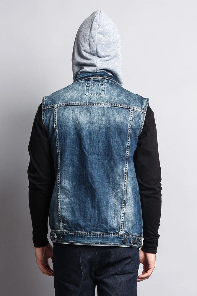 Detachable Hood Denim Vest - Image 8