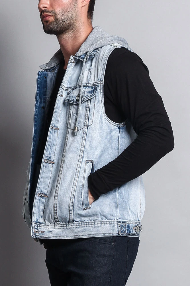 Detachable Hood Denim Vest - Image 9