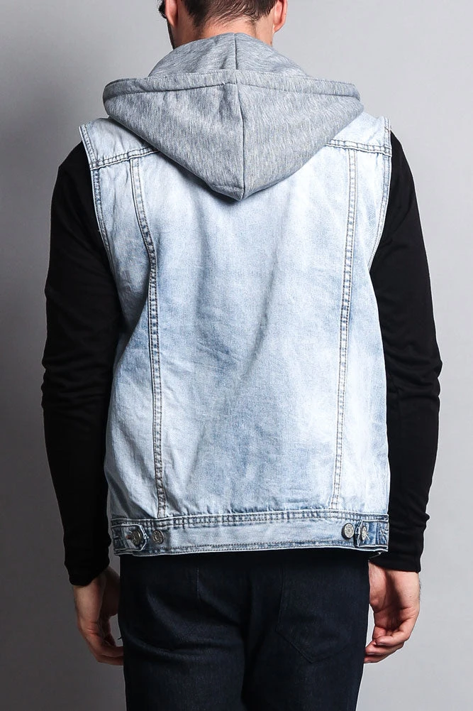 Detachable Hood Denim Vest - Image 10