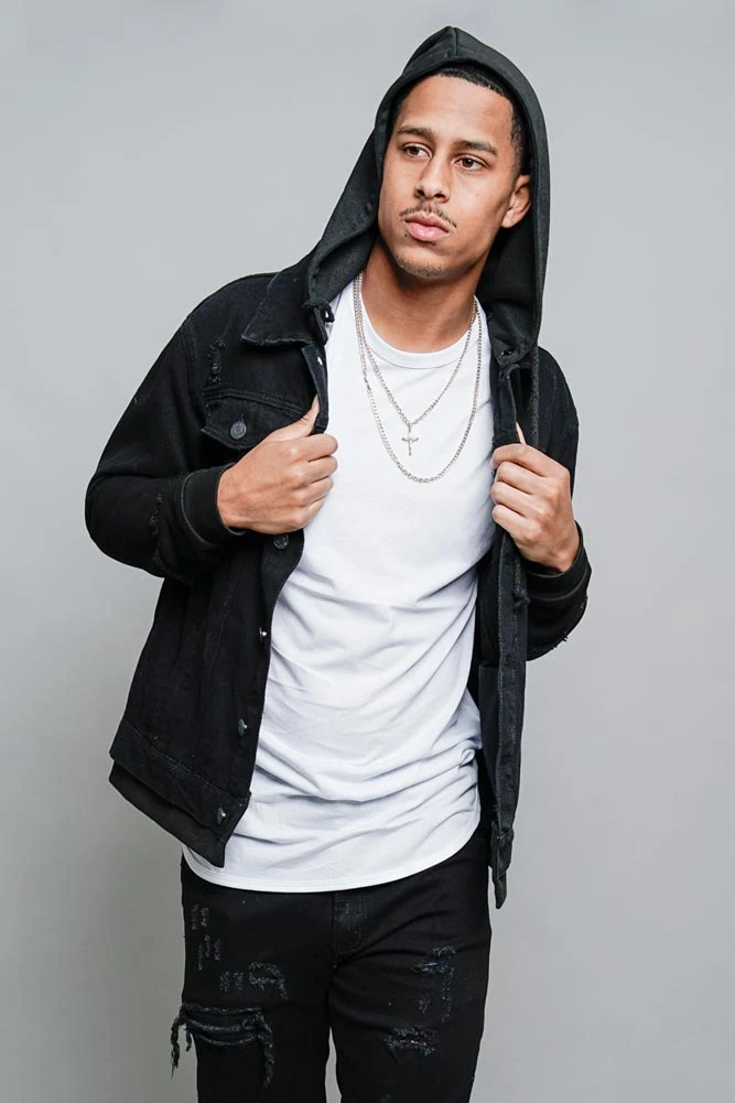 Layered Look Distressed Denim Jacket - Image 18