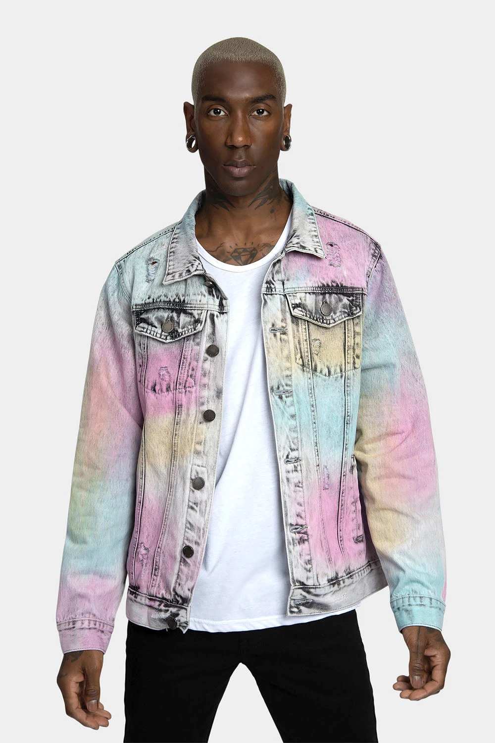 Multi Color Airbrushed Denim Jacket