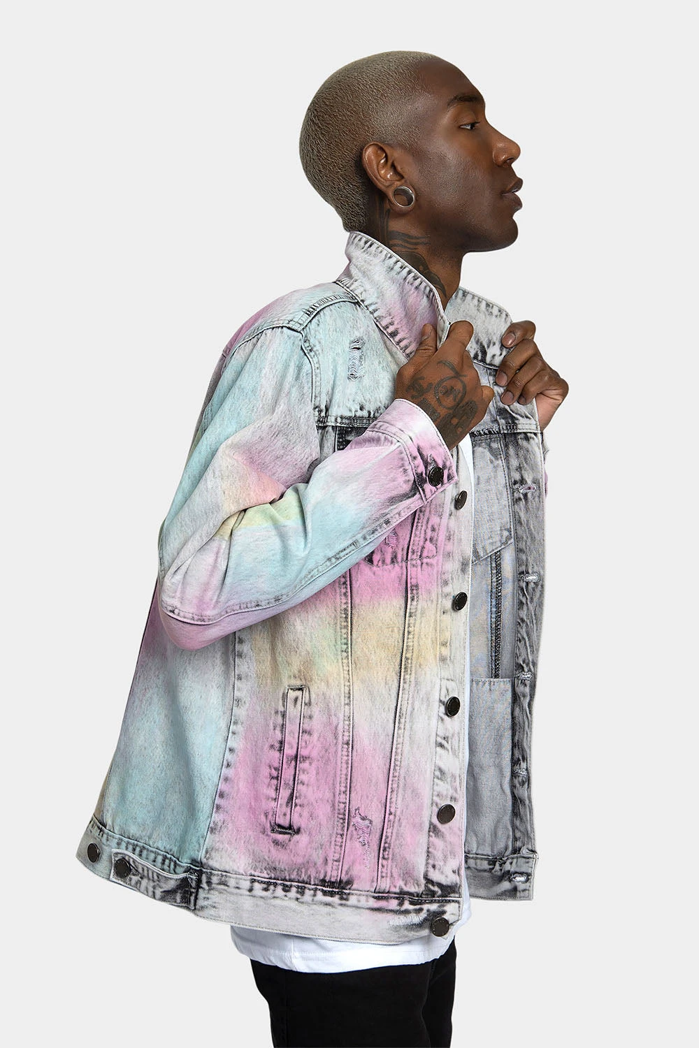 Multi Color Airbrushed Denim Jacket - Image 4