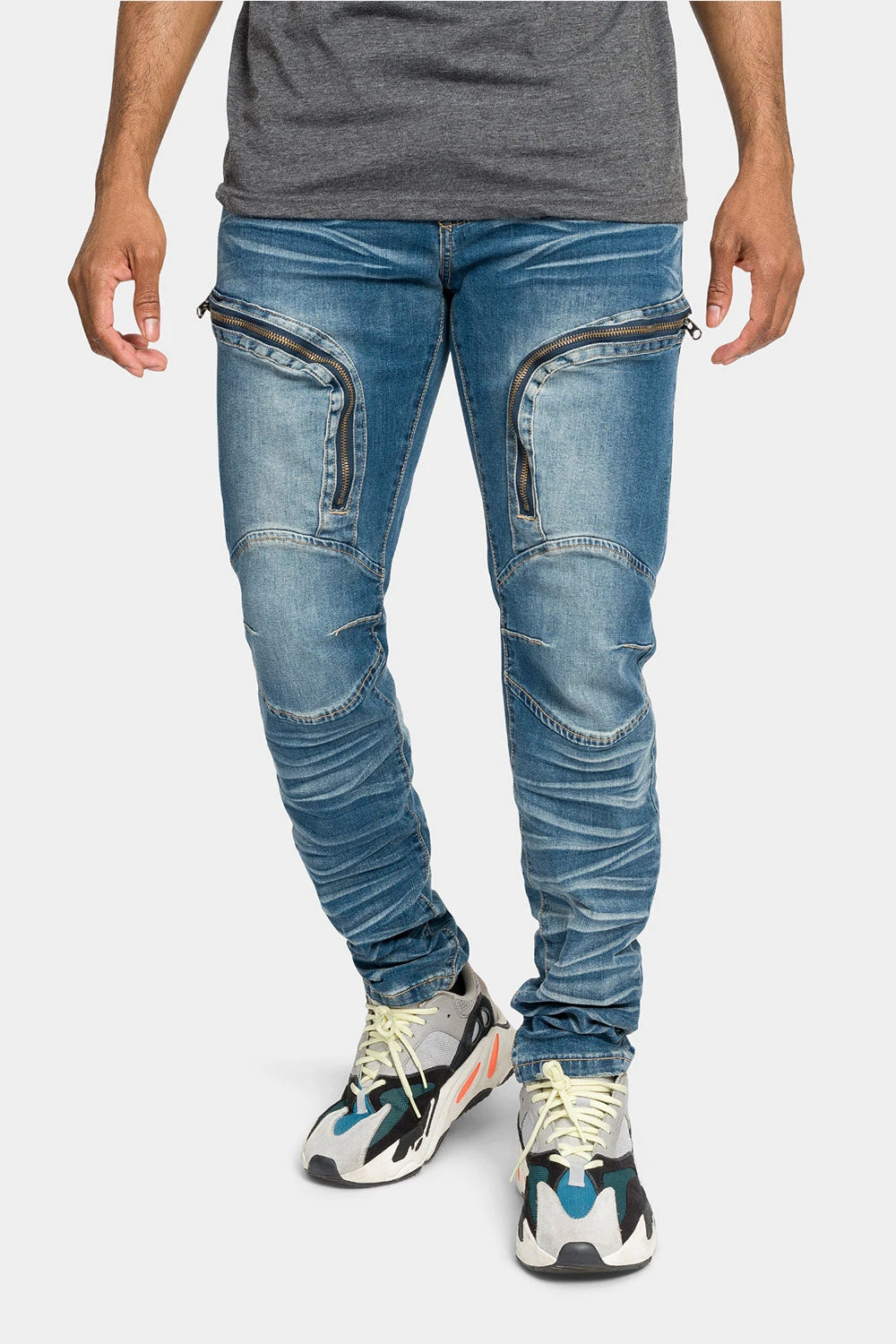 Moto Zipped Skinny Cargo Denim Jeans