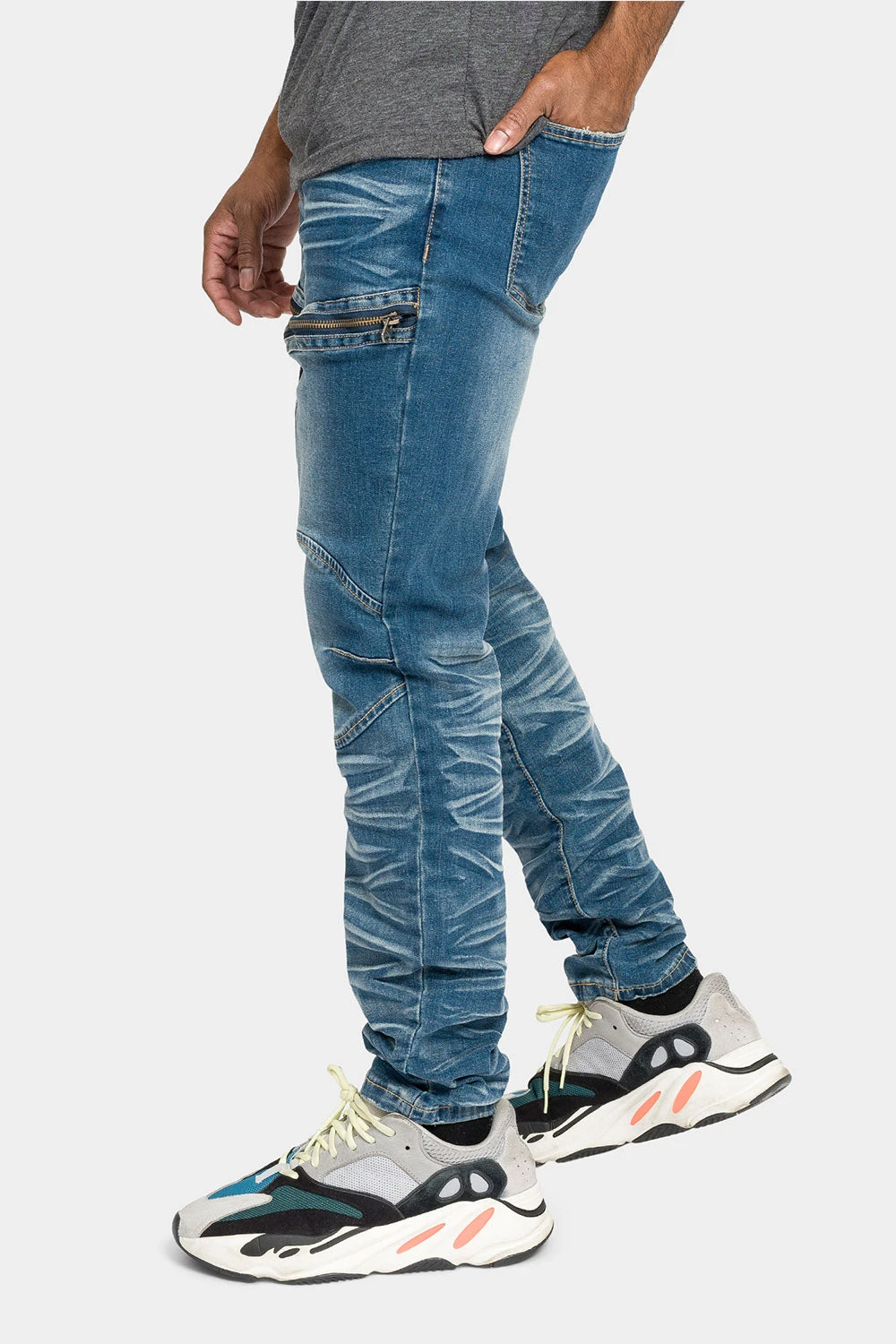 Moto Zipped Skinny Cargo Denim Jeans - Image 2