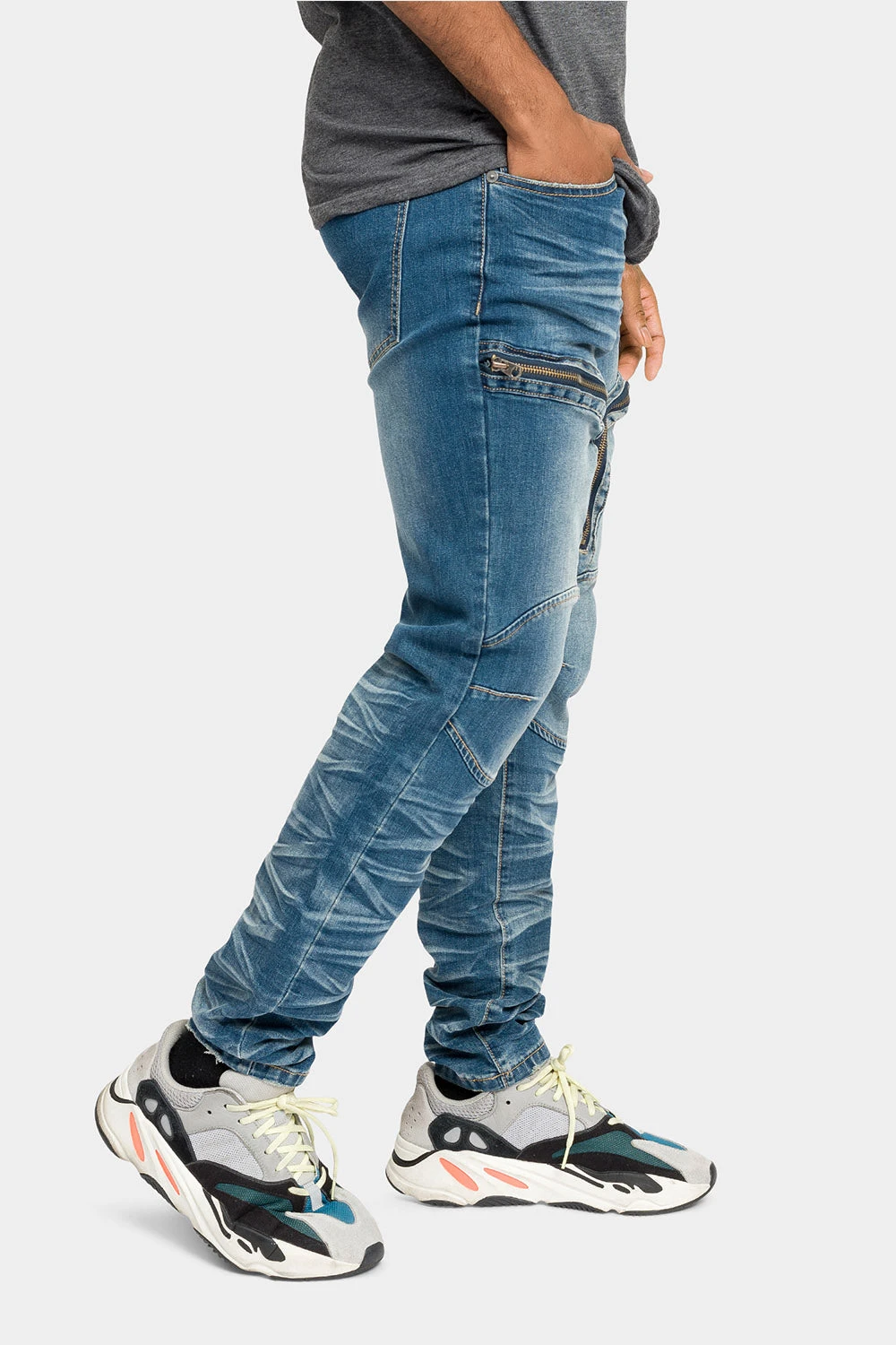 Moto Zipped Skinny Cargo Denim Jeans - Image 4