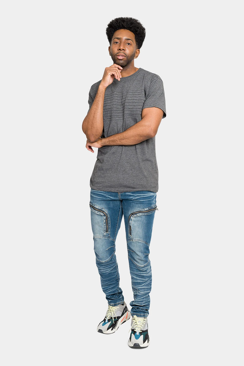 Moto Zipped Skinny Cargo Denim Jeans - Image 5