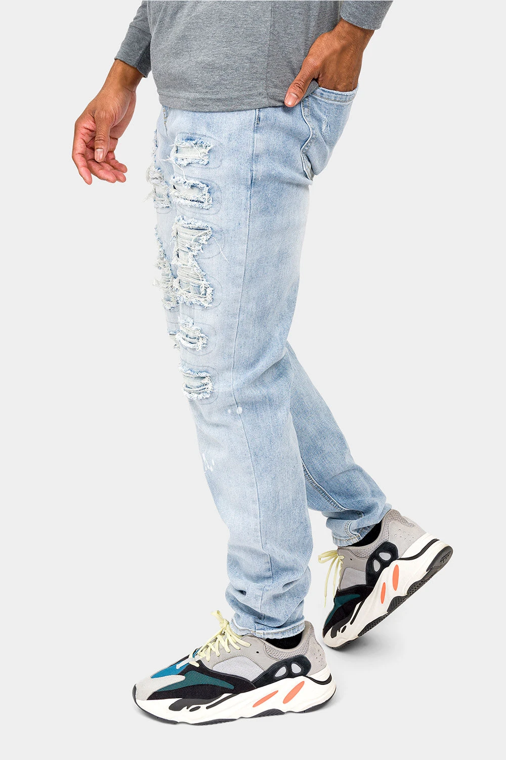 Distressed Paint Splattered Faded Jeans - Image 2