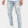 Distressed Patched Super Skinny Jeans