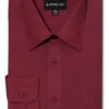 Omega Men's Basic Solid Color Button Up Dress Shirt (Burgundy)