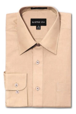 Omega Men's Basic Solid Color Button Up Dress Shirt (Blush)