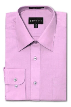 Omega Men's Basic Solid Color Button Up Dress Shirt (Lilac)