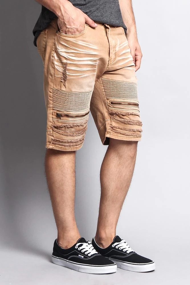 Faded Zipper Front Biker Shorts - Image 19