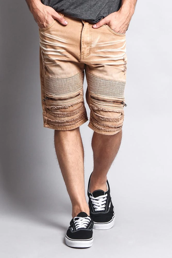 Faded Zipper Front Biker Shorts - Image 20