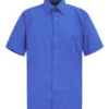Men's Regular Fit Short Sleeve Solid Color Dress Shirts (French Blue)