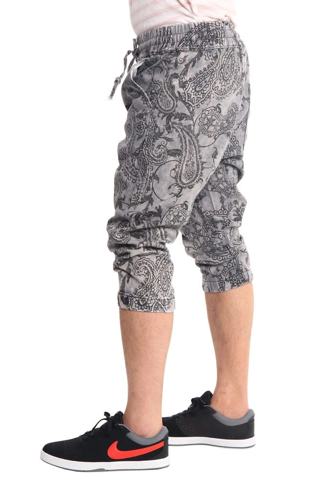 Men's Paisley Print Jean Jogger Shorts - Image 3