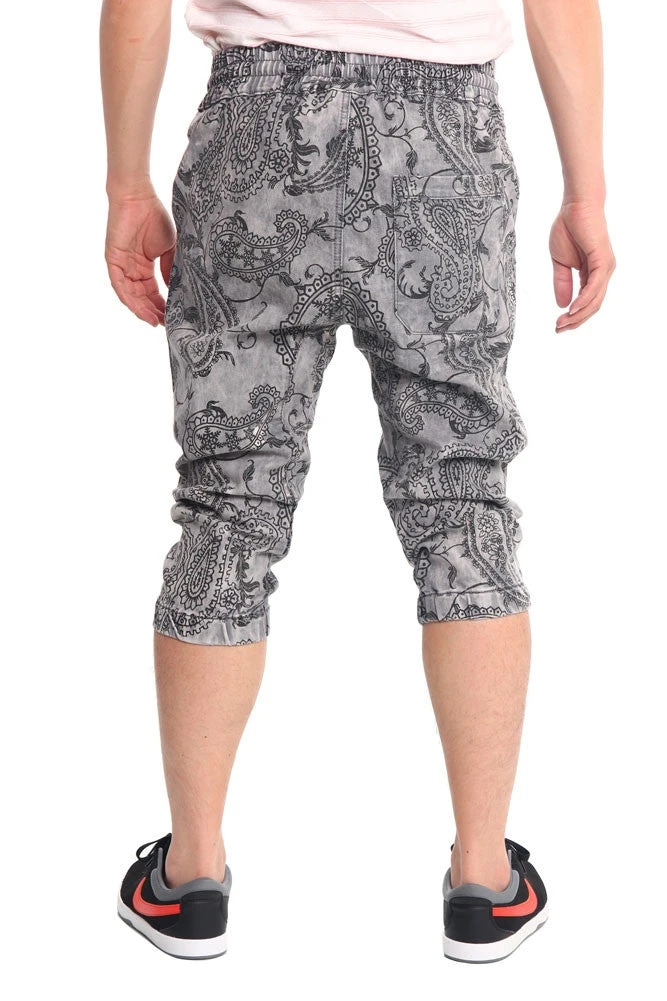Men's Paisley Print Jean Jogger Shorts - Image 4