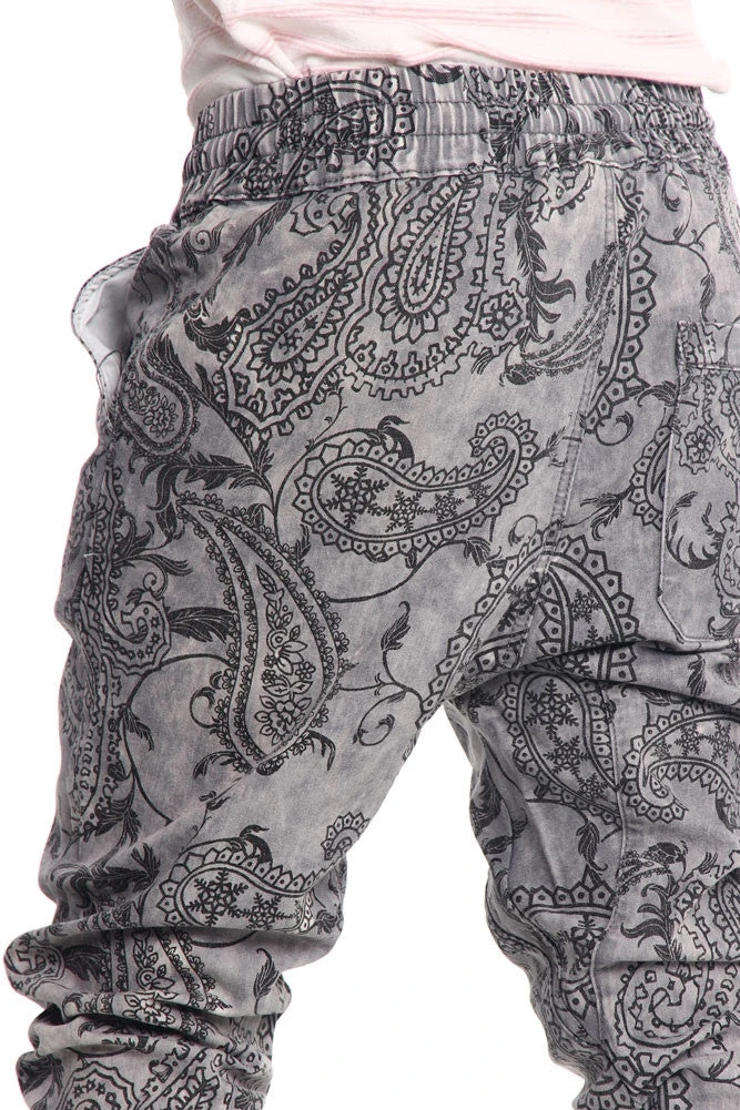 Men's Paisley Print Jean Jogger Shorts - Image 5