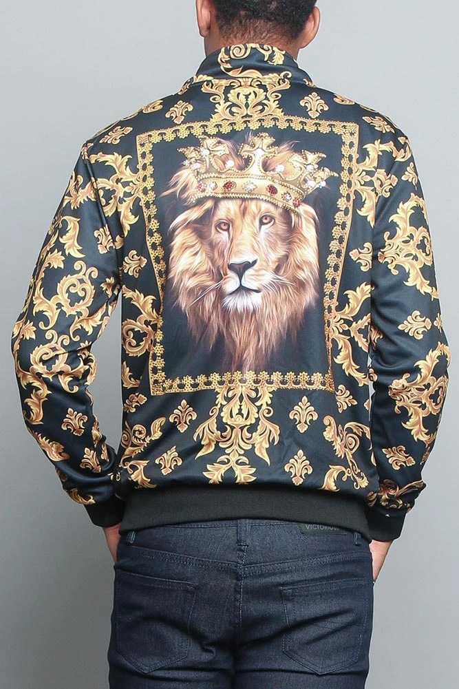 Jeweled Lion King Zip Up Track Jacket - Image 9