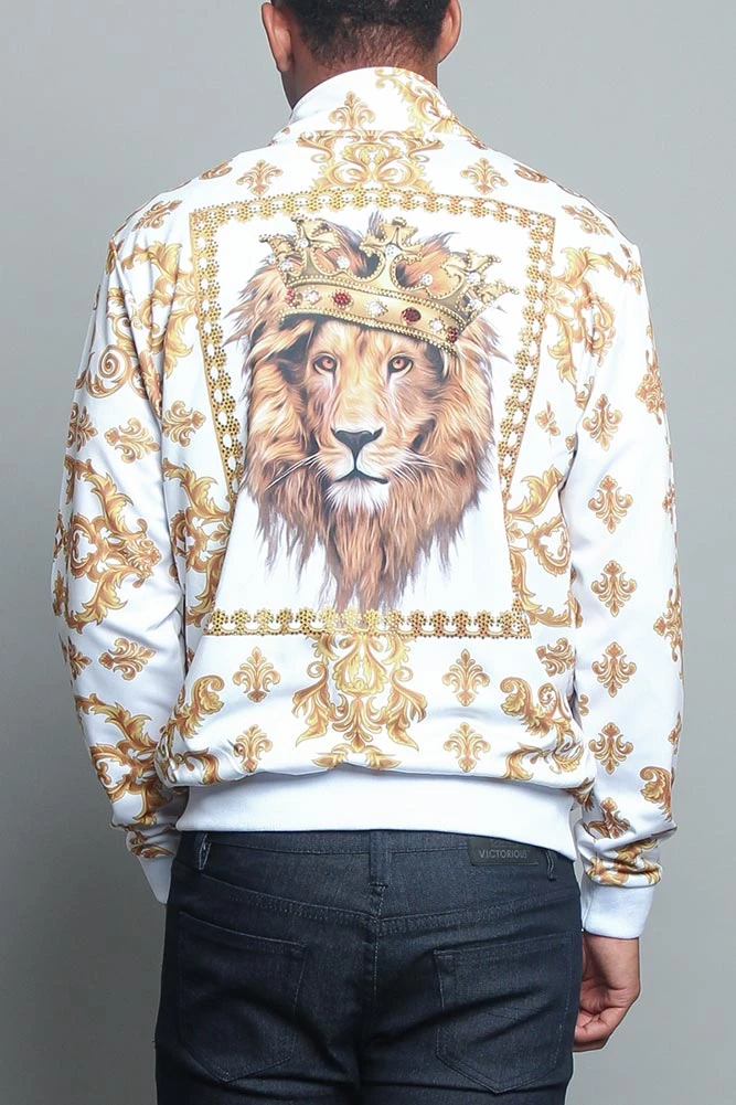 Jeweled Lion King Zip Up Track Jacket - Image 3