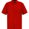 Men's Regular Fit Short Sleeve Solid Color Dress Shirts (Red)