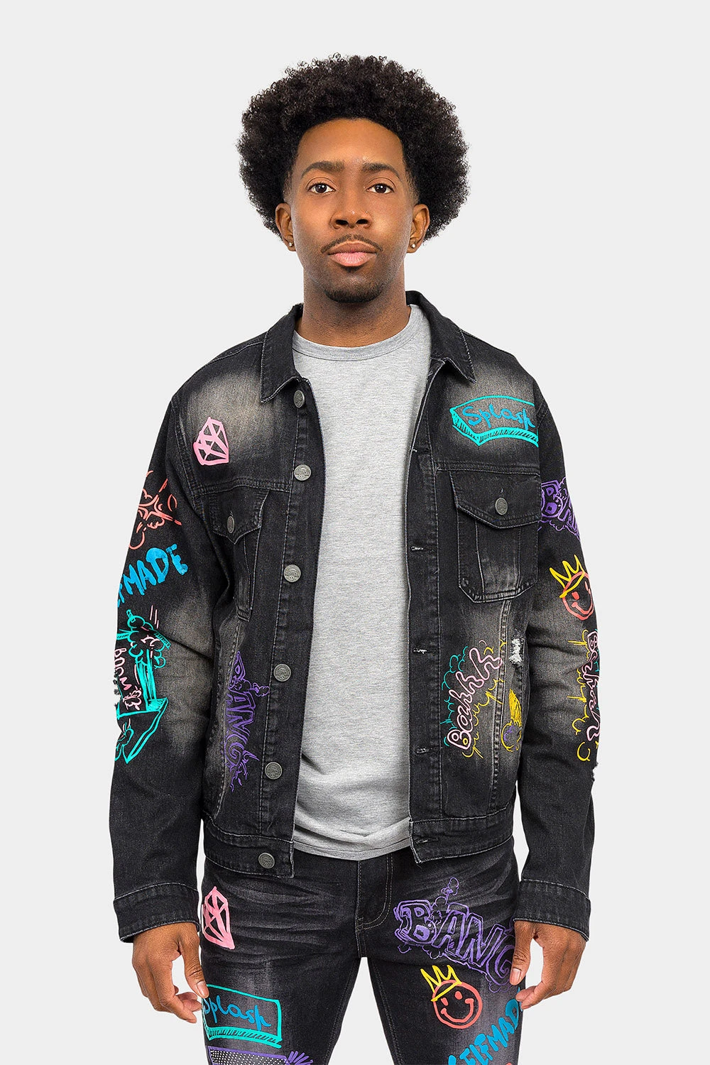 Switch Graffiti Faded Washed Denim Jacket - Image 11
