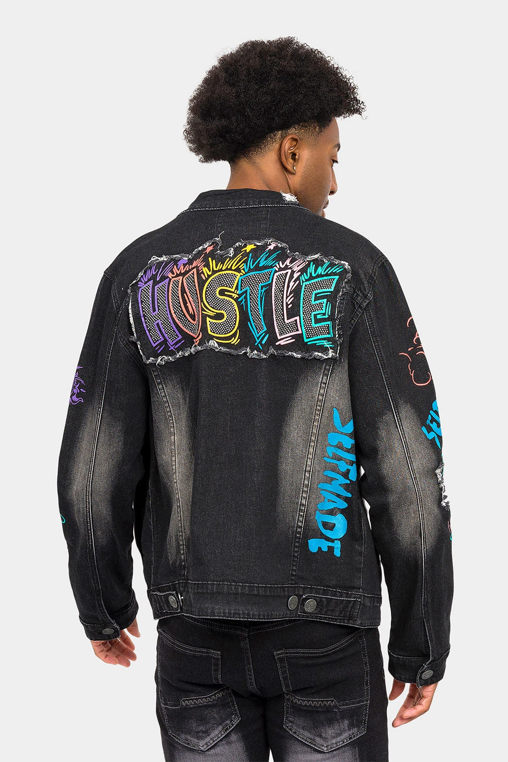 Switch Graffiti Faded Washed Denim Jacket - Image 13