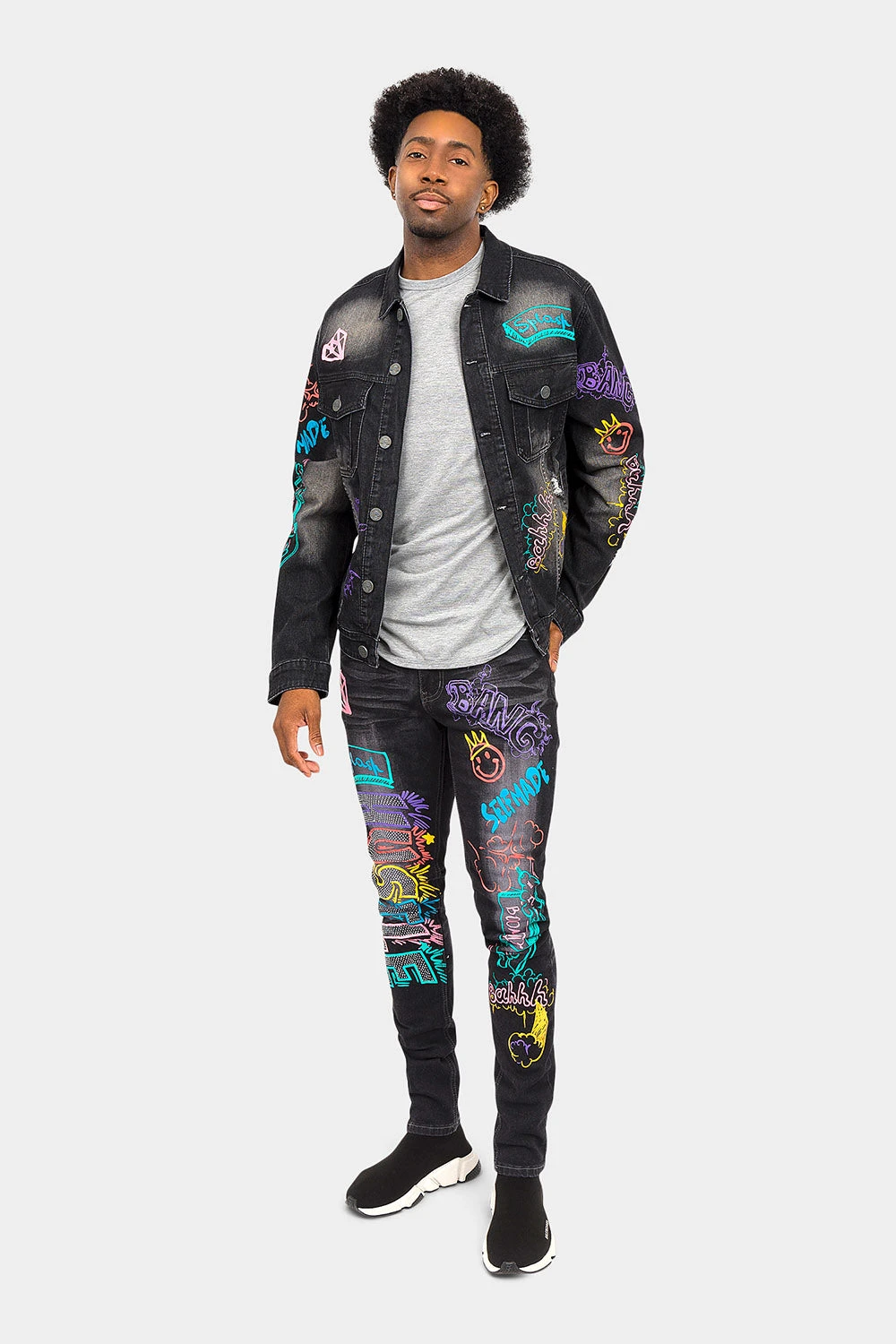 Switch Graffiti Faded Washed Denim Jacket - Image 15