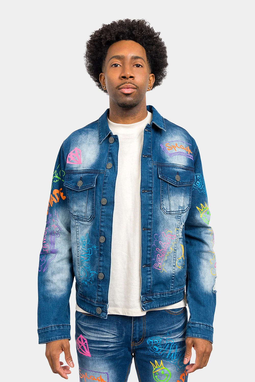 Switch Graffiti Faded Washed Denim Jacket - Image 6