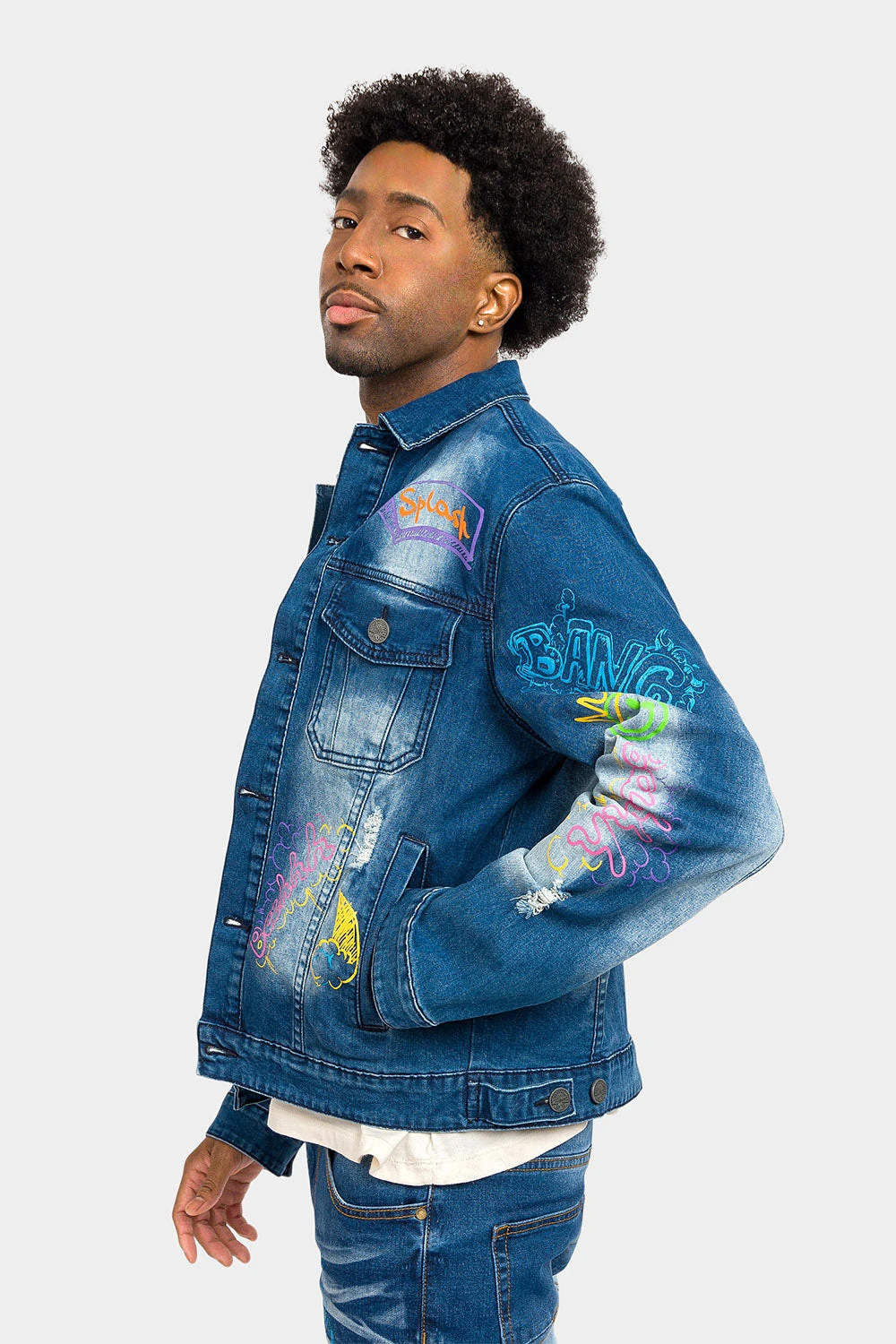 Switch Graffiti Faded Washed Denim Jacket - Image 7