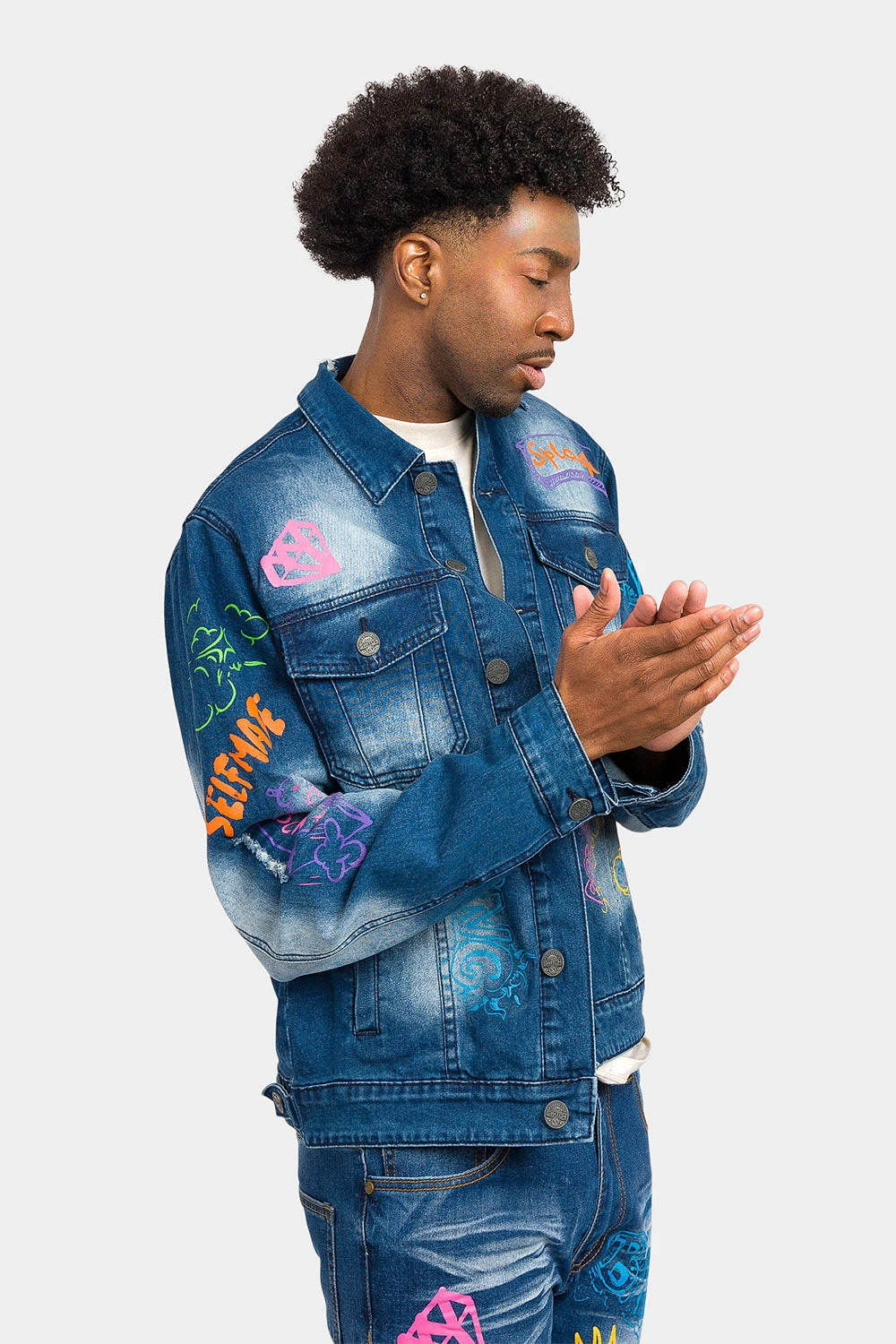Switch Graffiti Faded Washed Denim Jacket - Image 9