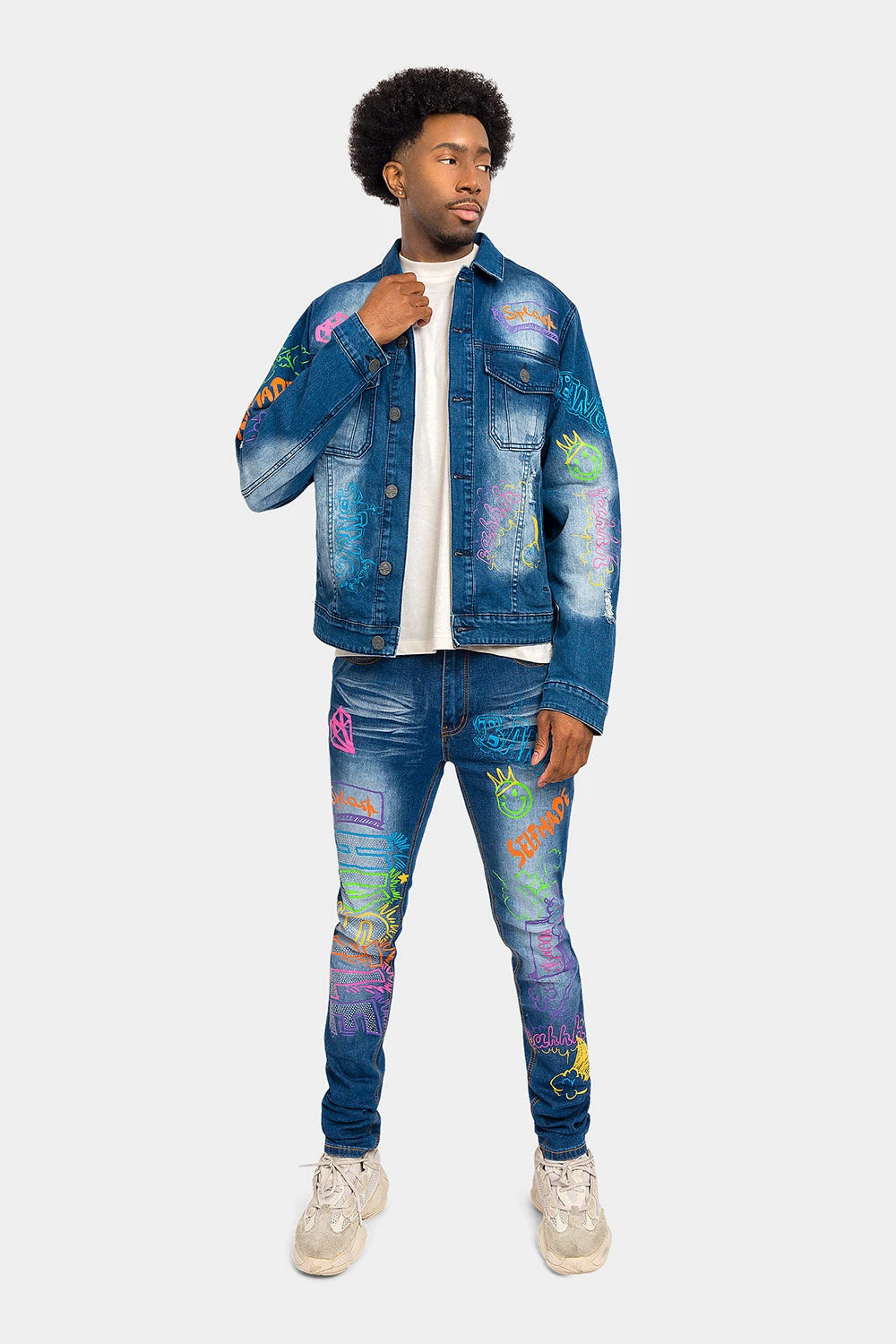 Switch Graffiti Faded Washed Denim Jacket - Image 10