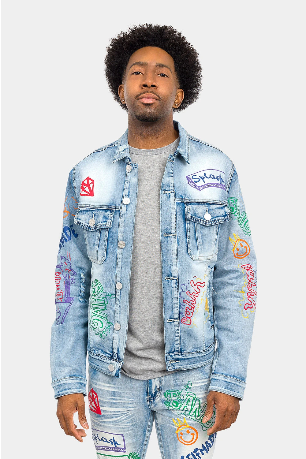 Switch Graffiti Faded Washed Denim Jacket