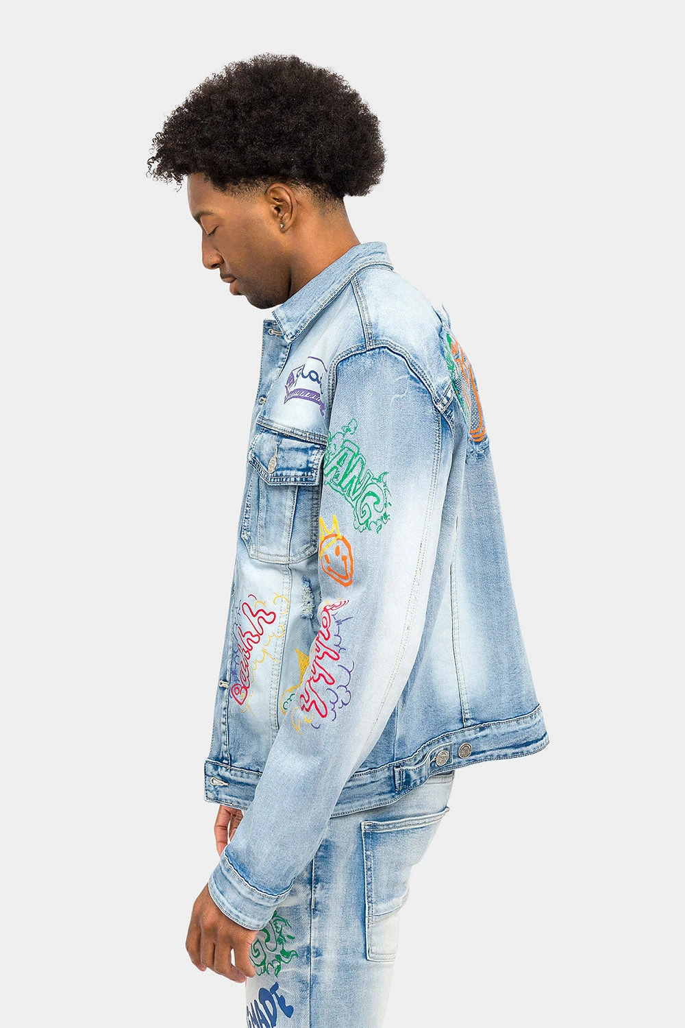 Switch Graffiti Faded Washed Denim Jacket - Image 2