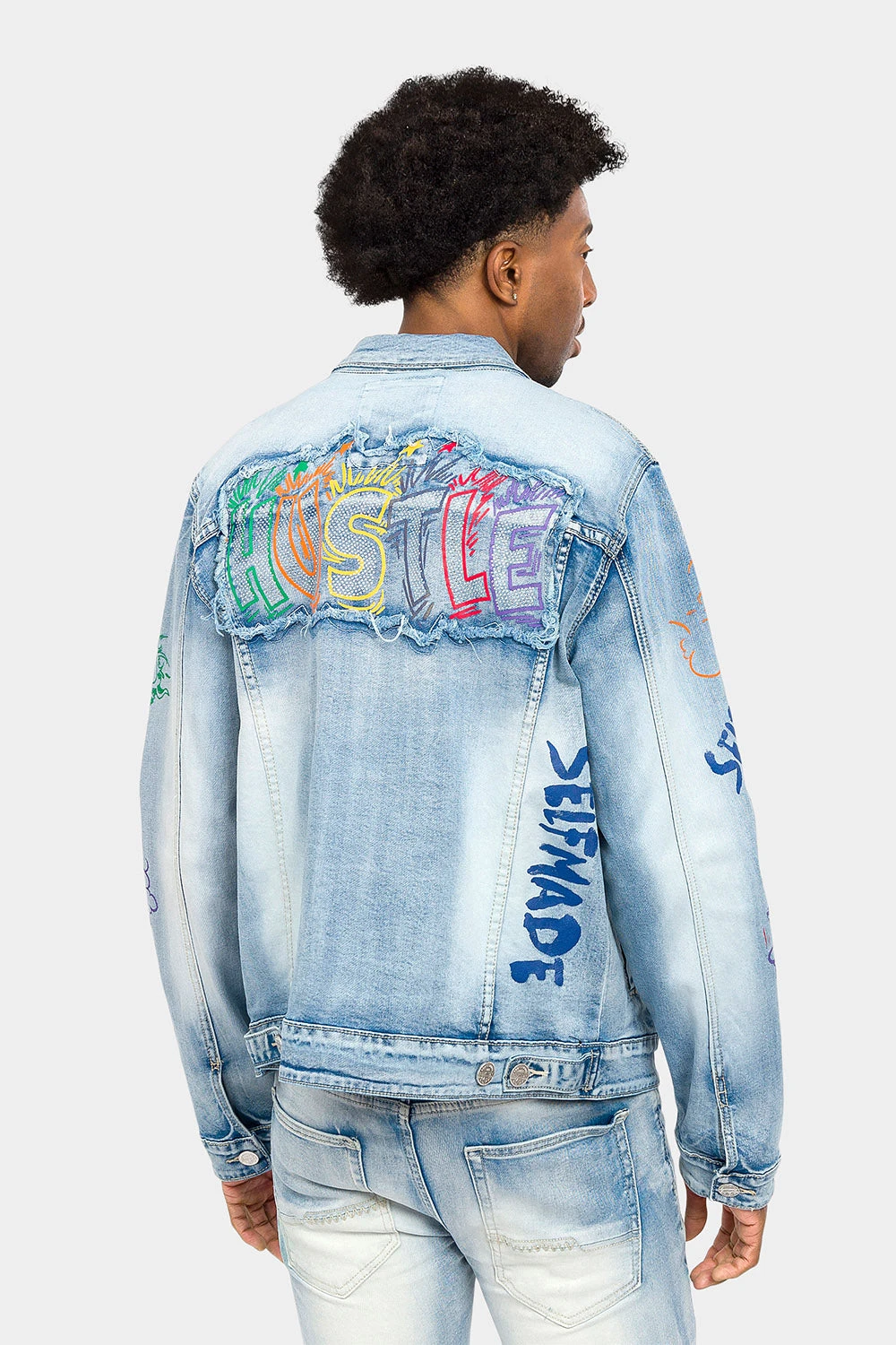 Switch Graffiti Faded Washed Denim Jacket - Image 3