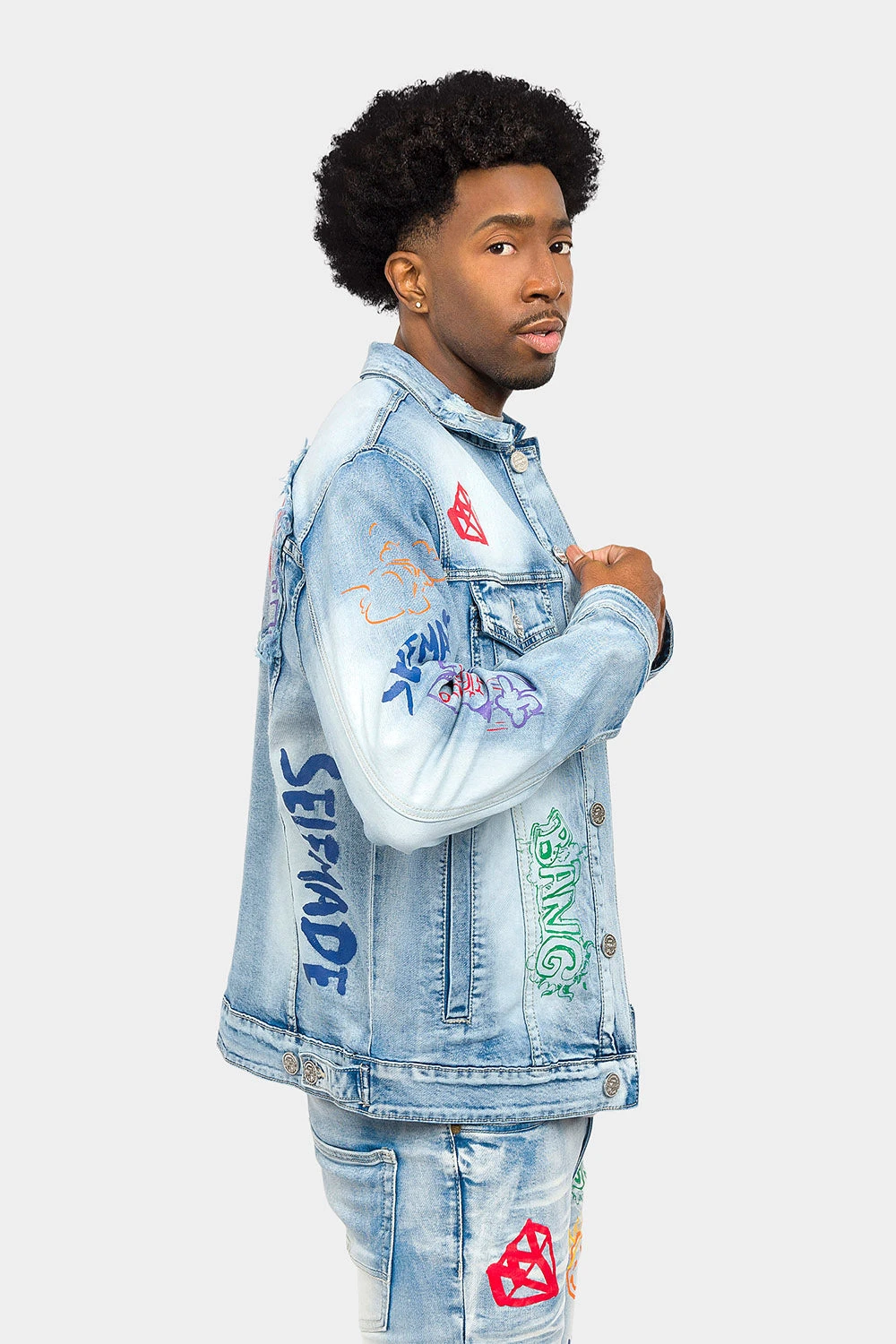 Switch Graffiti Faded Washed Denim Jacket - Image 4