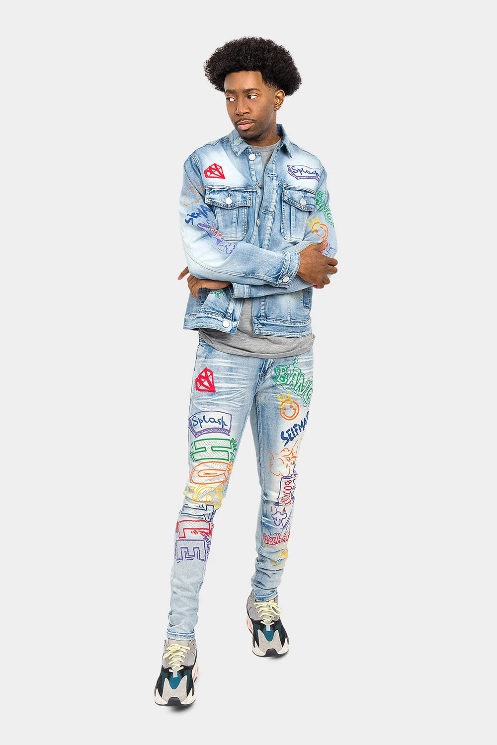 Switch Graffiti Faded Washed Denim Jacket - Image 5