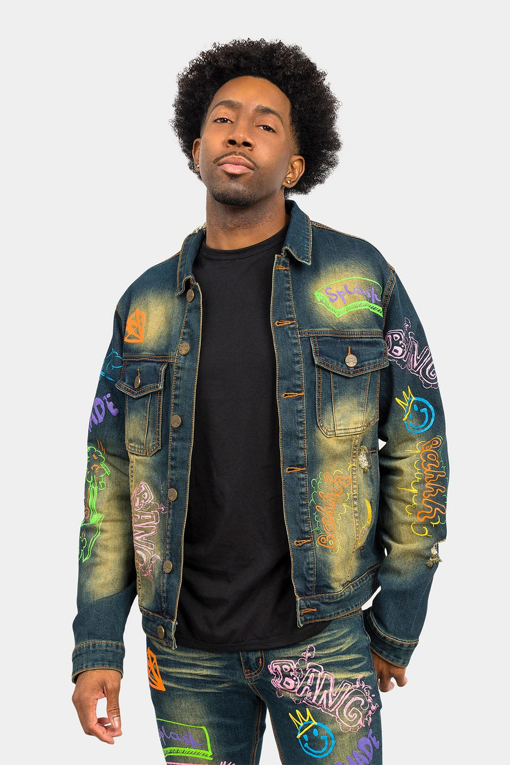 Switch Graffiti Faded Washed Denim Jacket - Image 16