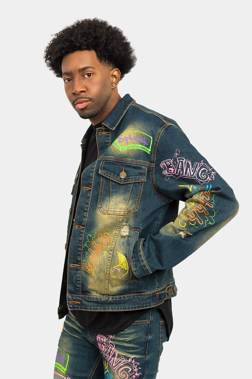 Switch Graffiti Faded Washed Denim Jacket - Image 17