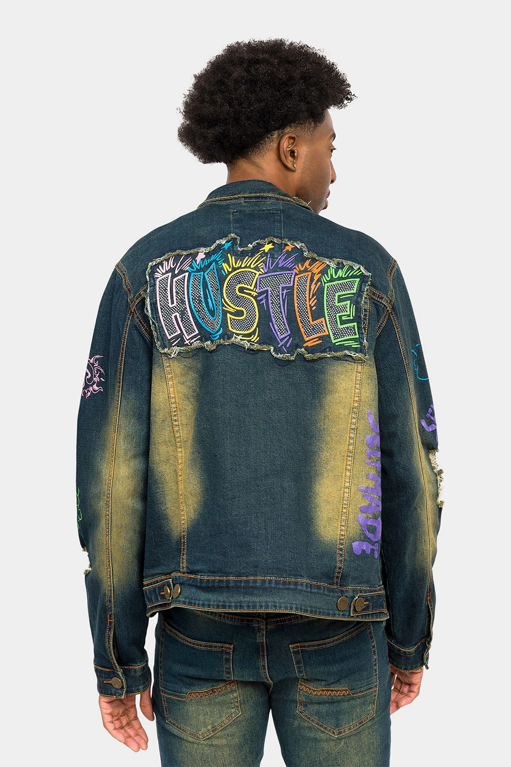 Switch Graffiti Faded Washed Denim Jacket - Image 18