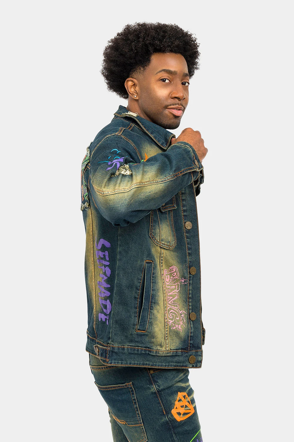 Switch Graffiti Faded Washed Denim Jacket - Image 19