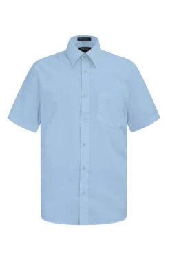 Men's Regular Fit Short Sleeve Solid Color Dress Shirts (Sky Blue)