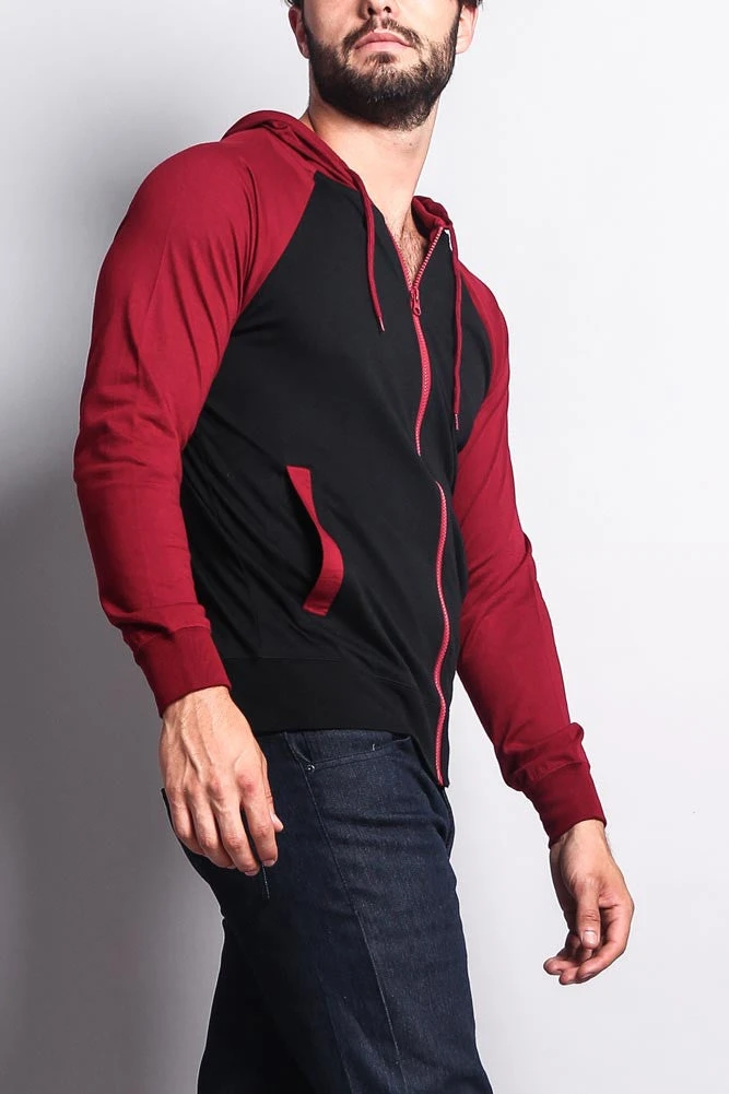Men's Raglan Light Weight Zip Down Hoodie - Image 5