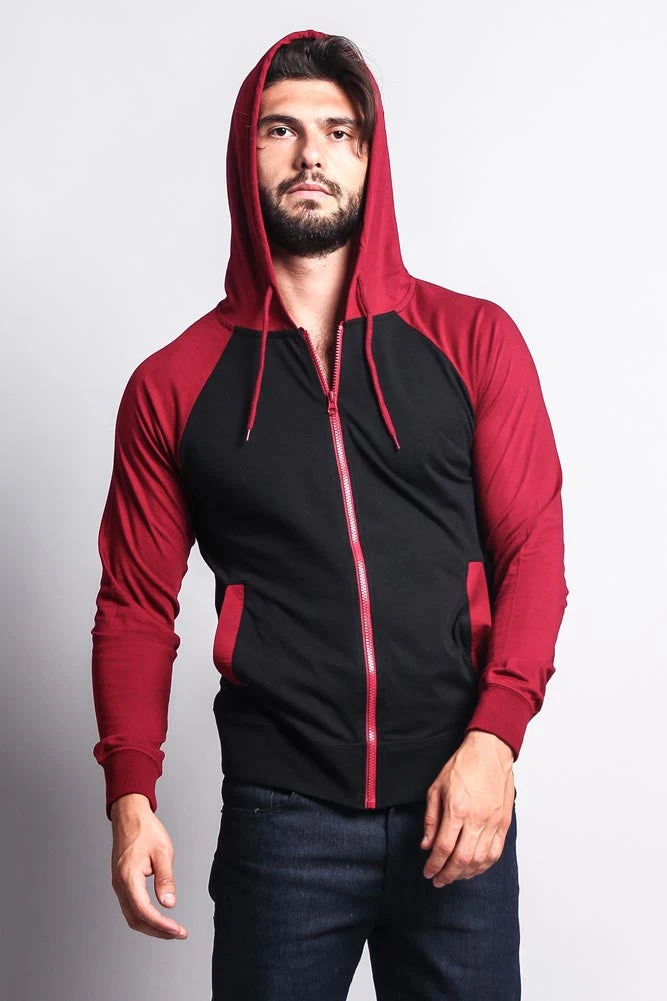 Men's Raglan Light Weight Zip Down Hoodie - Image 8